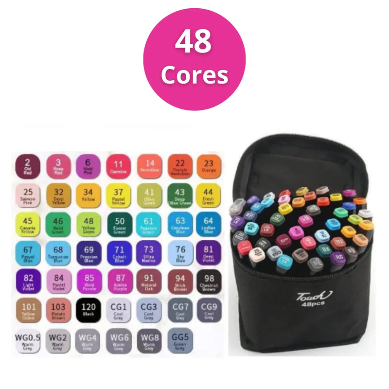 Kit de Caneta Marcadora de Cabeça Dupla e Marcadores Artísticos Touch Mark - Cores Vibrantes, Qualidade Profissional - The Miner Shop
