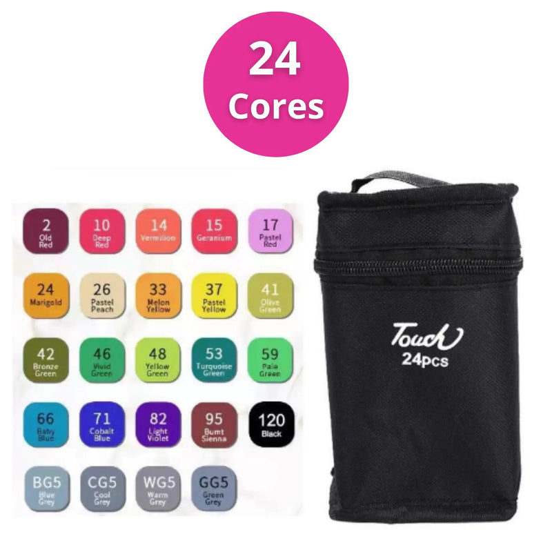 Kit de Caneta Marcadora de Cabeça Dupla e Marcadores Artísticos Touch Mark - Cores Vibrantes, Qualidade Profissional - The Miner Shop