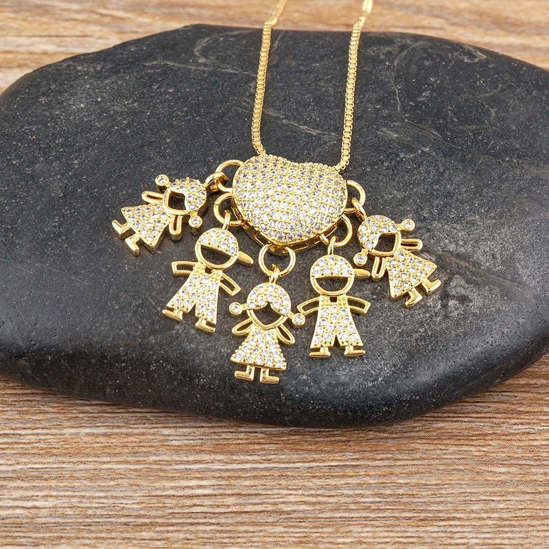 MomLove Gold — Colar de Mãe com Filhos em Cristal Zircônia! - The Miner Shop