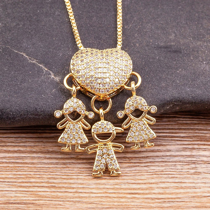 MomLove Gold — Colar de Mãe com Filhos em Cristal Zircônia! - The Miner Shop