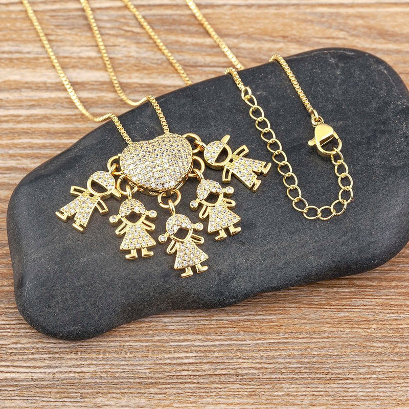 MomLove Gold — Colar de Mãe com Filhos em Cristal Zircônia! - The Miner Shop