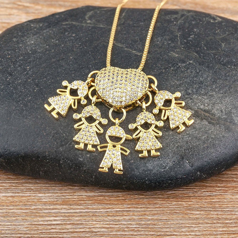 MomLove Gold — Colar de Mãe com Filhos em Cristal Zircônia! - The Miner Shop
