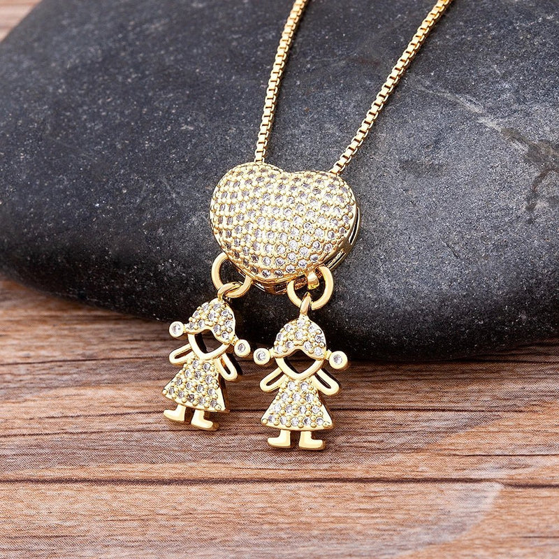 MomLove Gold — Colar de Mãe com Filhos em Cristal Zircônia! - The Miner Shop