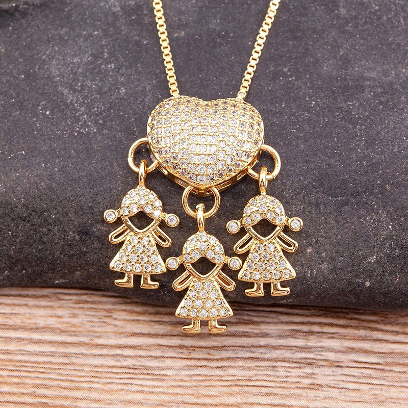 MomLove Gold — Colar de Mãe com Filhos em Cristal Zircônia! - The Miner Shop