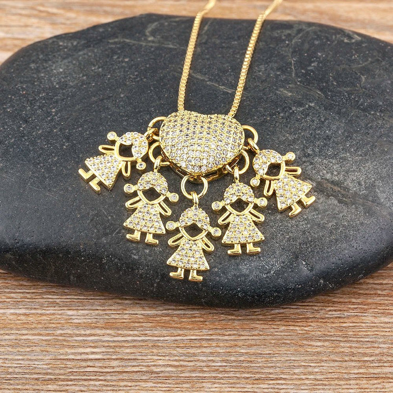 MomLove Gold — Colar de Mãe com Filhos em Cristal Zircônia! - The Miner Shop