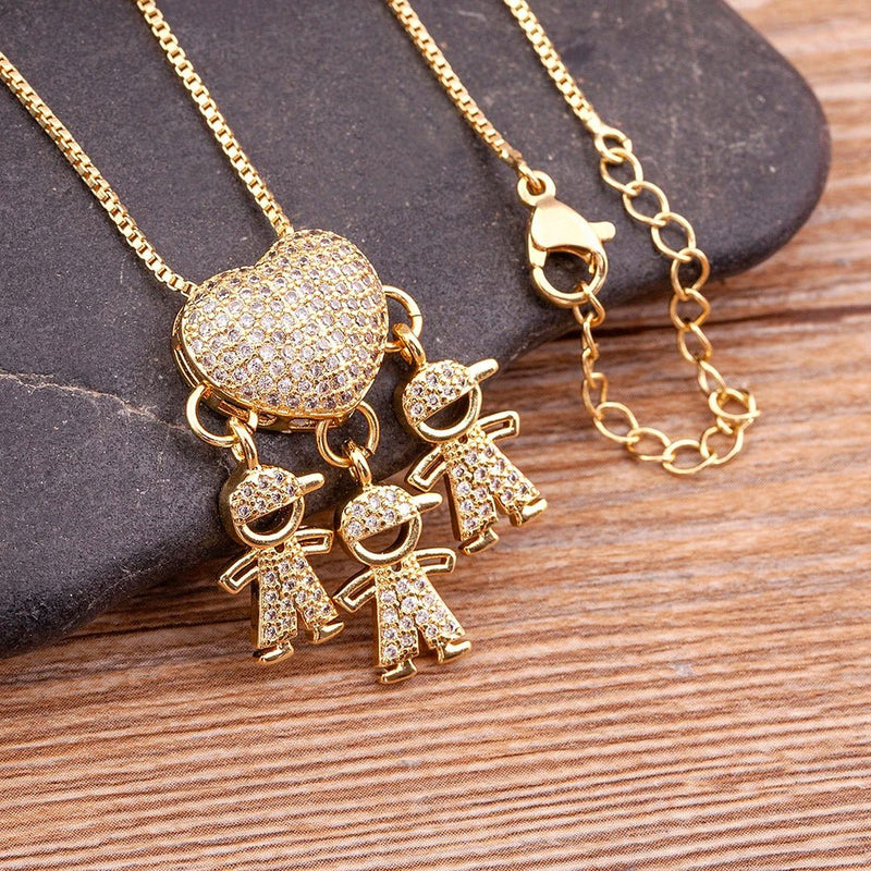 MomLove Gold — Colar de Mãe com Filhos em Cristal Zircônia! - The Miner Shop