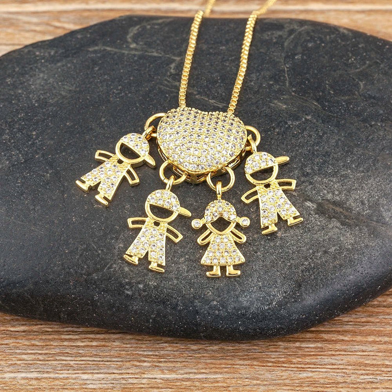 MomLove Gold — Colar de Mãe com Filhos em Cristal Zircônia! - The Miner Shop