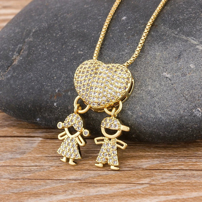 MomLove Gold — Colar de Mãe com Filhos em Cristal Zircônia! - The Miner Shop
