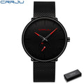 Relógio de Pulso Masculino de Quartzo Modelo 2150 CRRJU Slim Black | Casual de Luxo com Design Ultra Fino - The Miner Shop