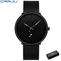 Relógio de Pulso Masculino de Quartzo Modelo 2150 CRRJU Slim Black | Casual de Luxo com Design Ultra Fino - The Miner Shop