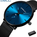 Relógio de Pulso Masculino de Quartzo Modelo 2150 CRRJU Slim Black | Casual de Luxo com Design Ultra Fino - The Miner Shop