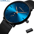Relógio de Pulso Masculino de Quartzo Modelo 2150 CRRJU Slim Black | Casual de Luxo com Design Ultra Fino - The Miner Shop