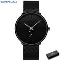 Relógio de Pulso Masculino de Quartzo Modelo 2150 CRRJU Slim Black | Casual de Luxo com Design Ultra Fino - The Miner Shop