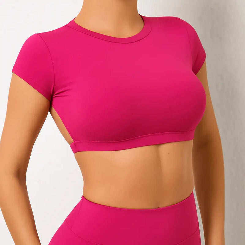 Top de ginástica feminino cropped com costas abertas OpenFit | Movimento sem Limites - The Miner Shop