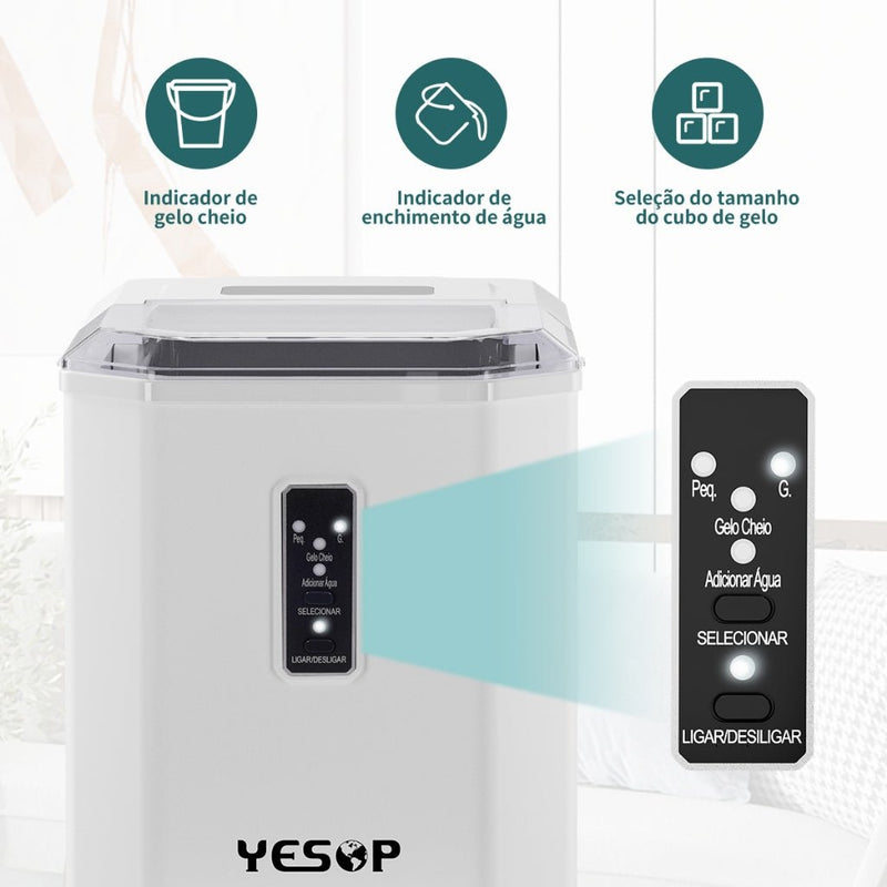 YESOP Máquina De Gelo Portátil 110V - 127V Automático 12KG Por Dia | Gelo Sempre à Mão - The Miner Shop